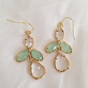 Kendra Scott retired green & clear drop earrings